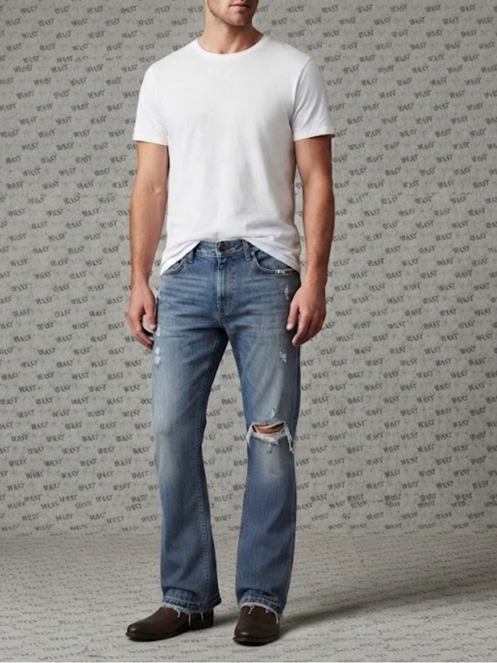 Authentic William Rast men’s distressed bootcut denim designer jeans sz 33
